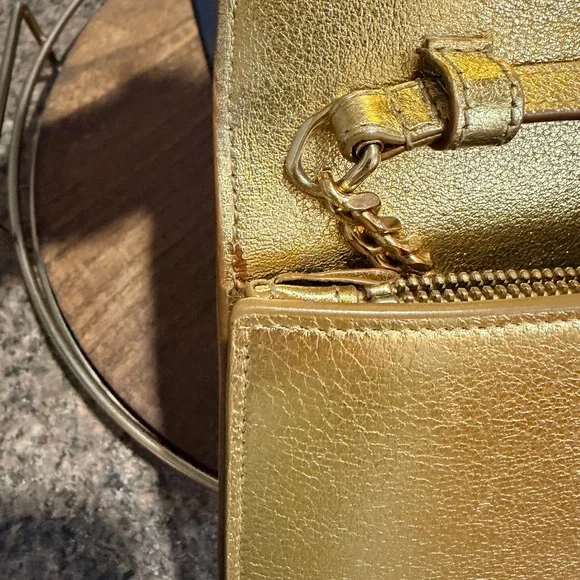 Saint Laurent Metallic Gold Calfskin Kate Clutch/Crossbody - Picture 11 of 12